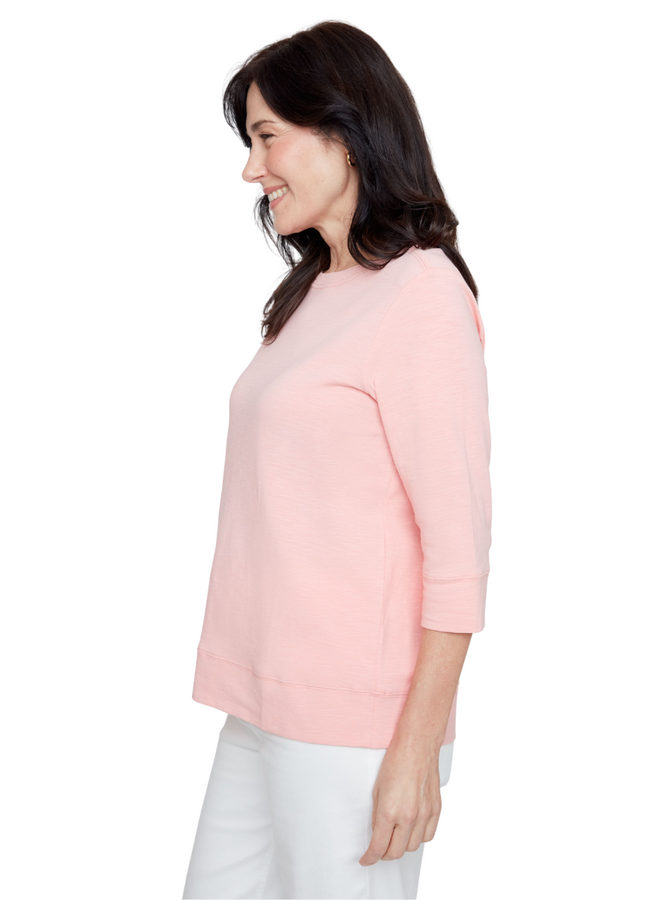 Renuar 3/4 Sleeve Comfort Tee in Peaches