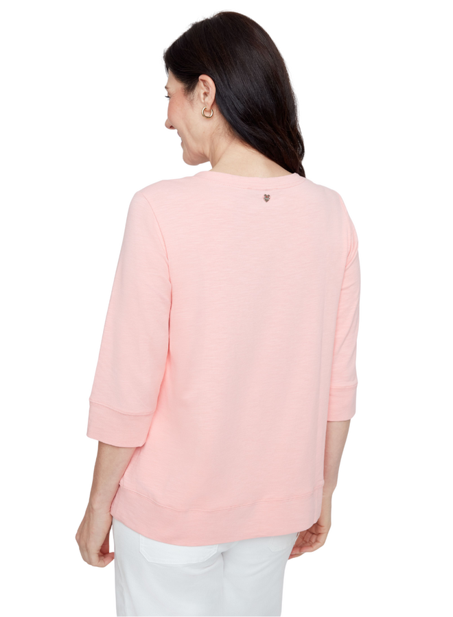 Renuar 3/4 Sleeve Comfort Tee in Peaches