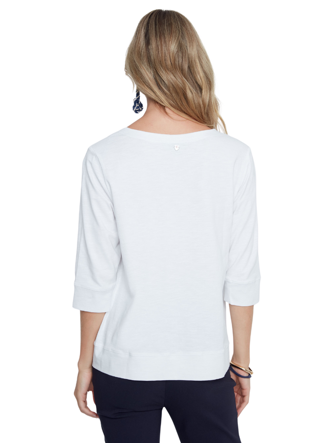 Renuar 3/4 Sleeve Comfort Tee in White