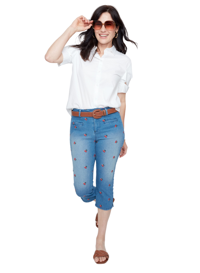 Renuar Criss-Cross Cuff Blouse in White