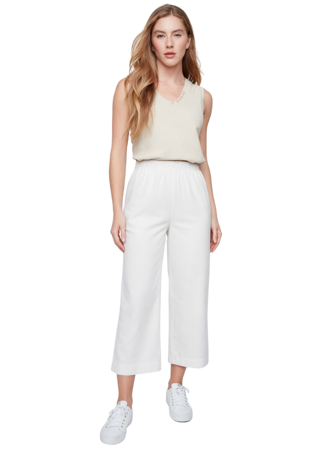 Renuar Crisp Cotton Crop Pant in White