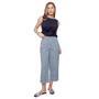 Renuar Crisp Cotton Crop Pant in Indigo Gingham