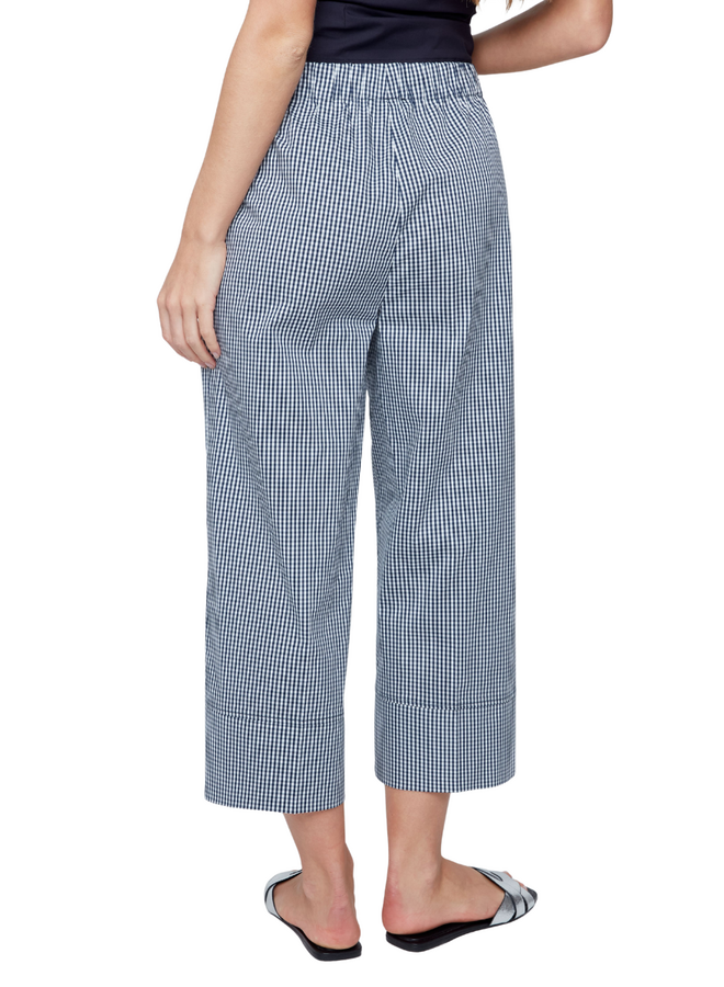Renuar Crisp Cotton Crop Pant in Indigo Gingham