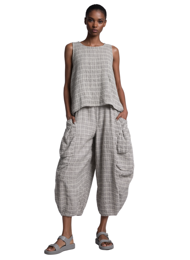 Gerties Double Pocket Seersucker Pant in Moon Rock