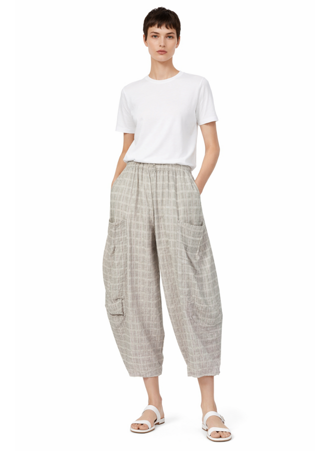 Gerties Double Pocket Seersucker Pant in Moon Rock