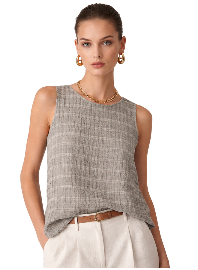 Gerties Gails Seersucker Tank in Moon Rock