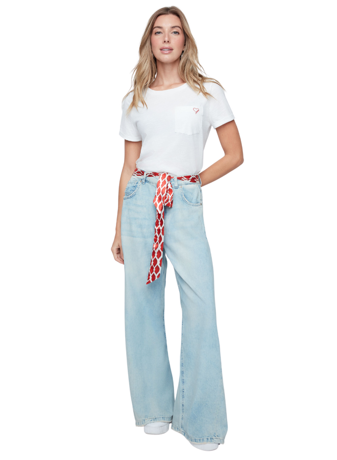 Renuar Wide Leg Bleached Denim Jean