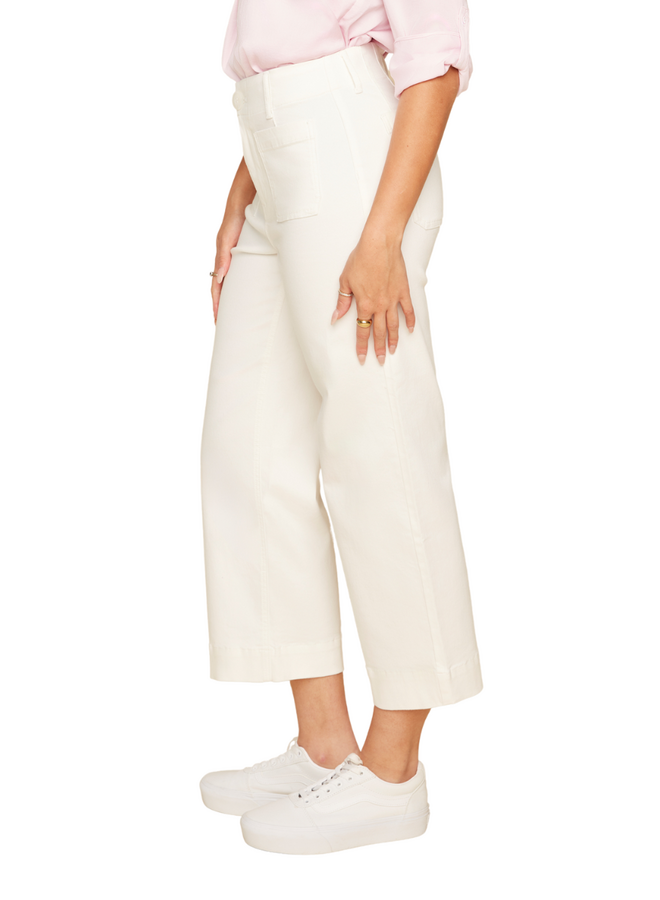 Renuar Crop Wide Leg Pant in Creme
