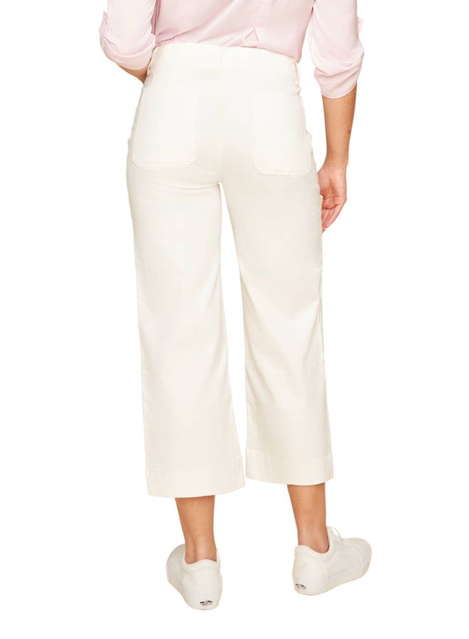 Renuar Crop Wide Leg Pant in Creme