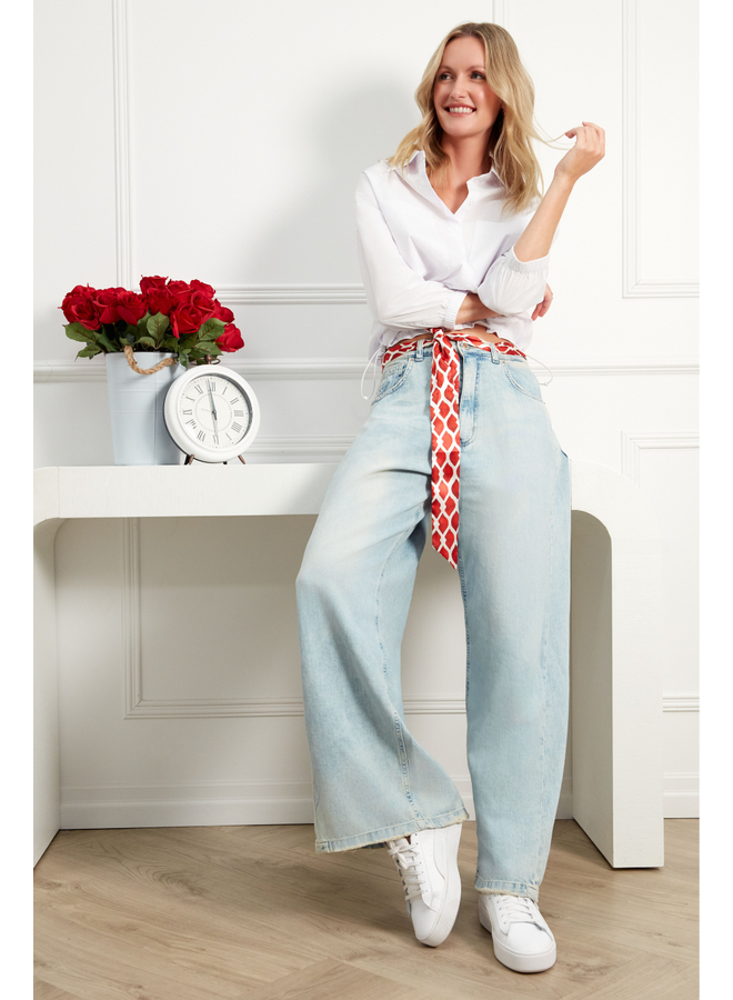 Renuar Wide Leg Bleached Denim Jean