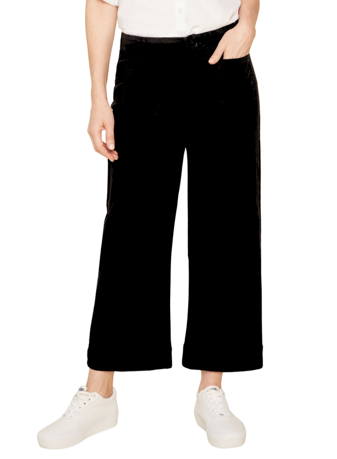 Renuar Crop Wide Leg Pant In Black
