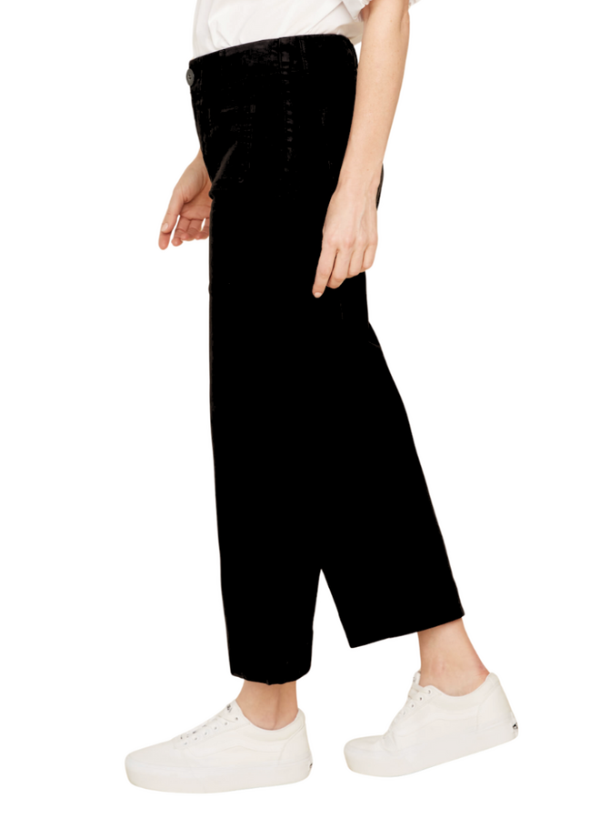 Renuar Crop Wide Leg Pant In Black