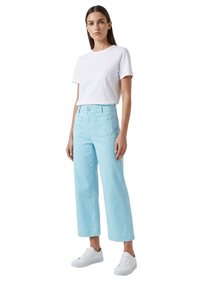Renuar Crop Wide Leg Pant In Capri Blue