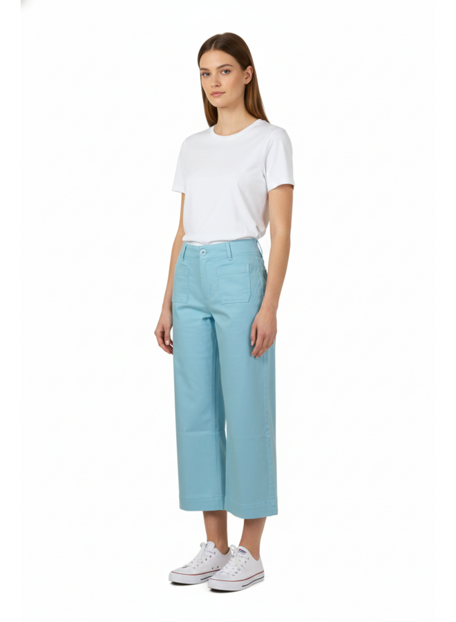 Renuar Crop Wide Leg Pant In Capri Blue