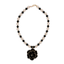 Pearl & Black Rose Necklace