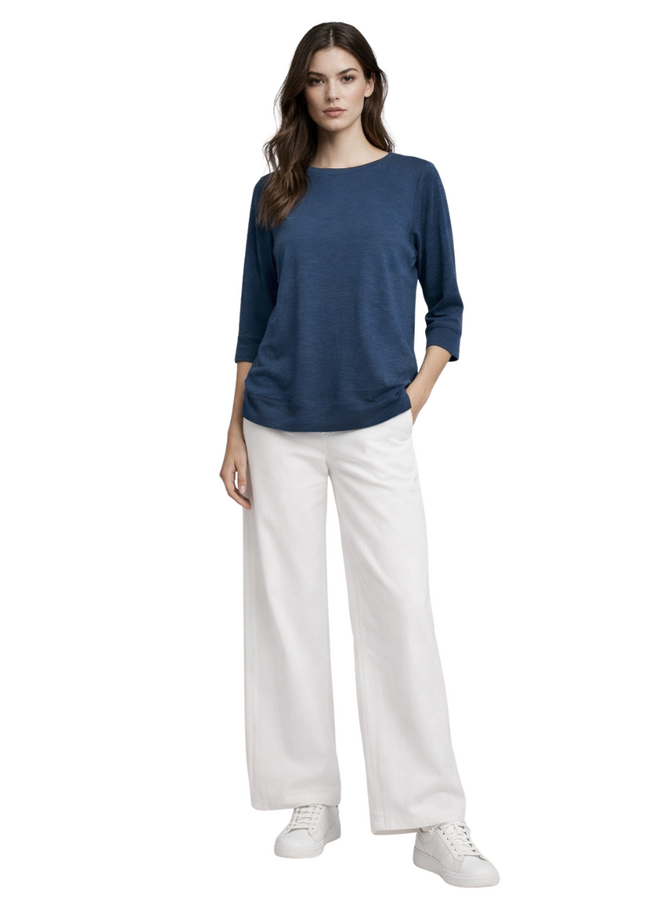Renuar 3/4 Sleeve Comfort Tee in Indigo