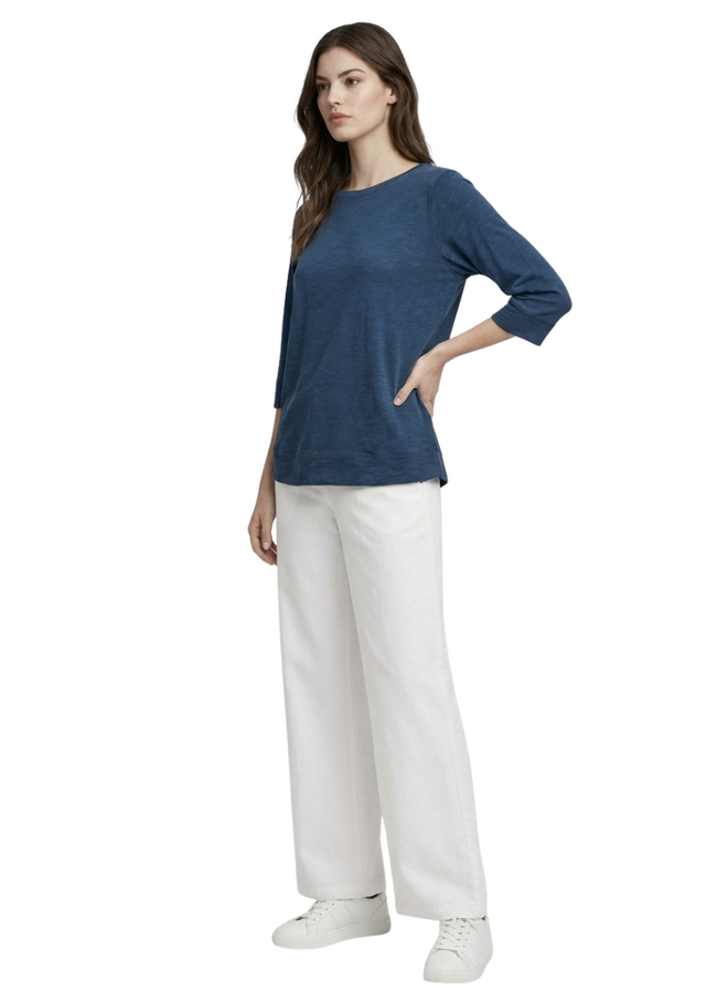 Renuar 3/4 Sleeve Comfort Tee in Indigo