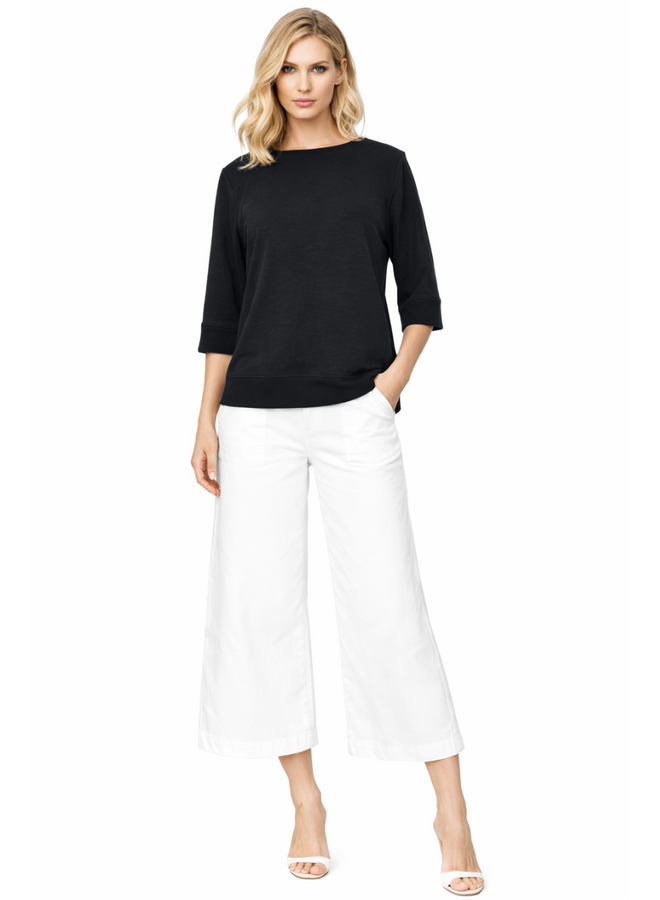 Renuar 3/4 Sleeve Comfort Tee in Black