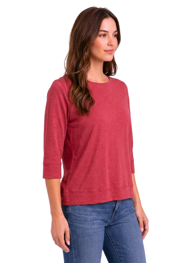 Renuar 3/4 Sleeve Comfort Tee in Rose