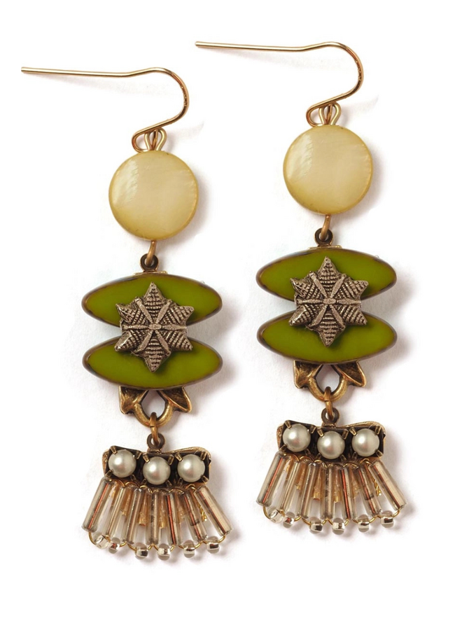Mint Lantern Fringe Drop Earrings