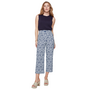 Renuar Printed Stretch Crop Pant in Blue Combo