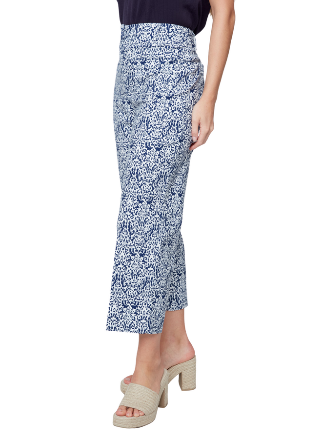 Renuar Printed Stretch Crop Pant in Blue Combo