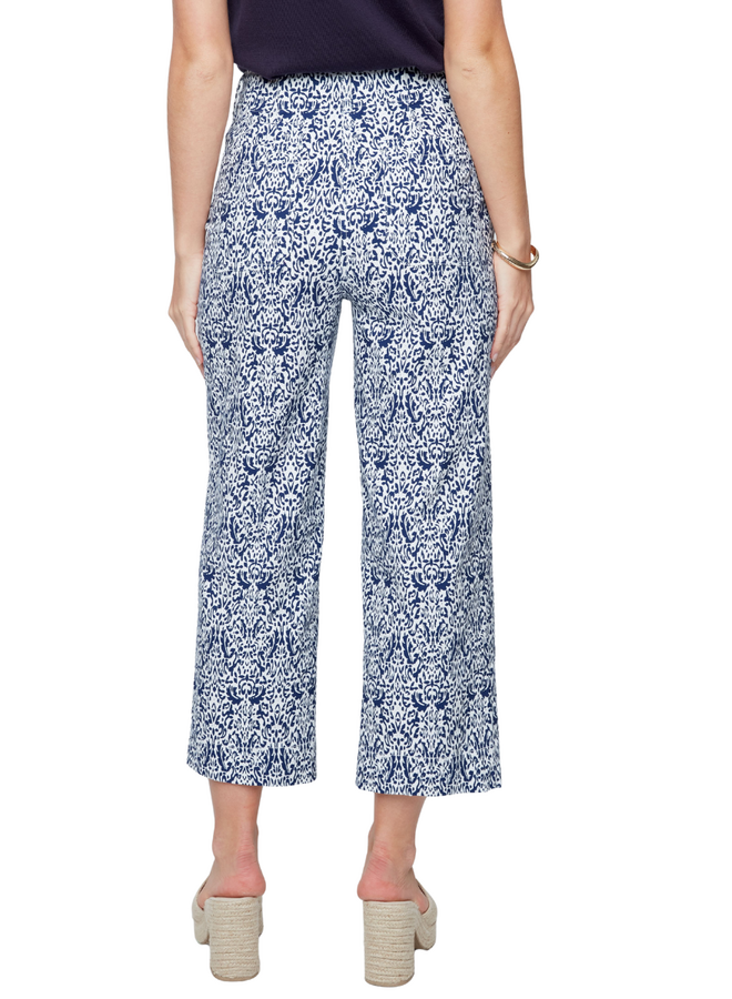 Renuar Printed Stretch Crop Pant in Blue Combo