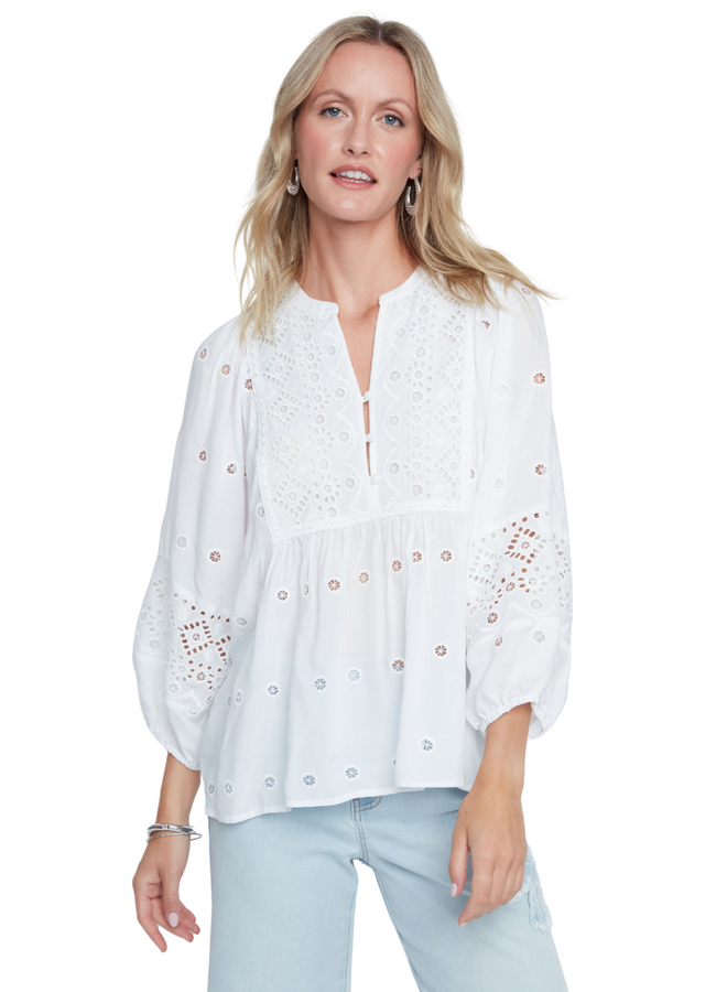 Renuar Eyelet Top in White