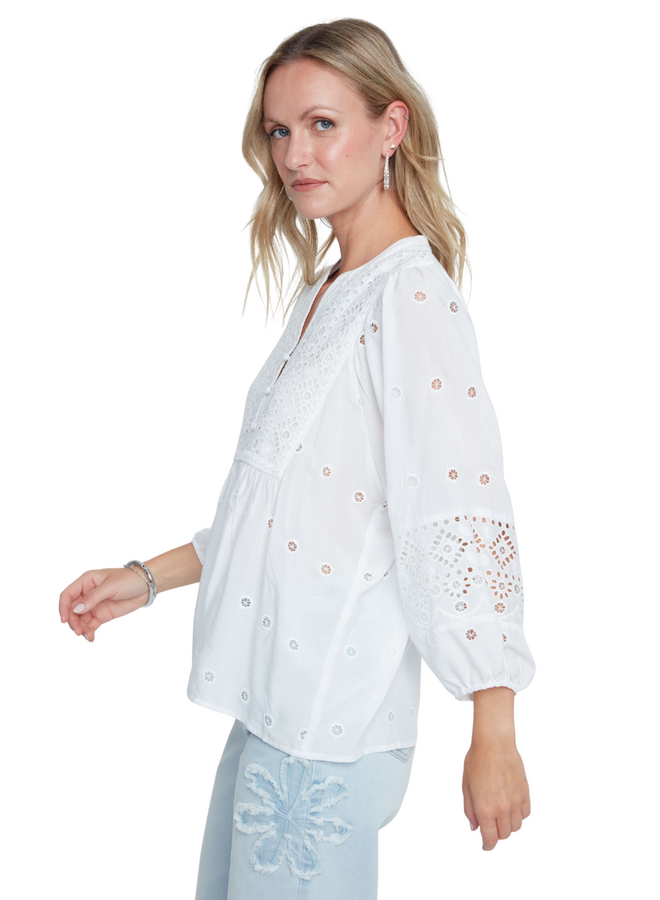 Renuar Eyelet Top in White