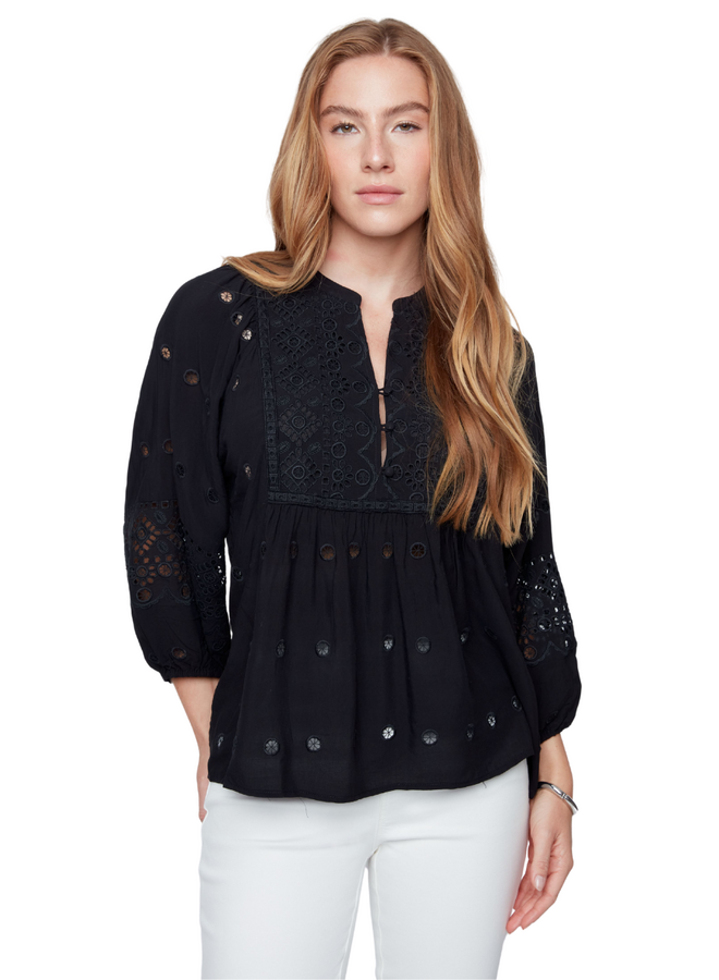 Renuar Eyelet Top in Black