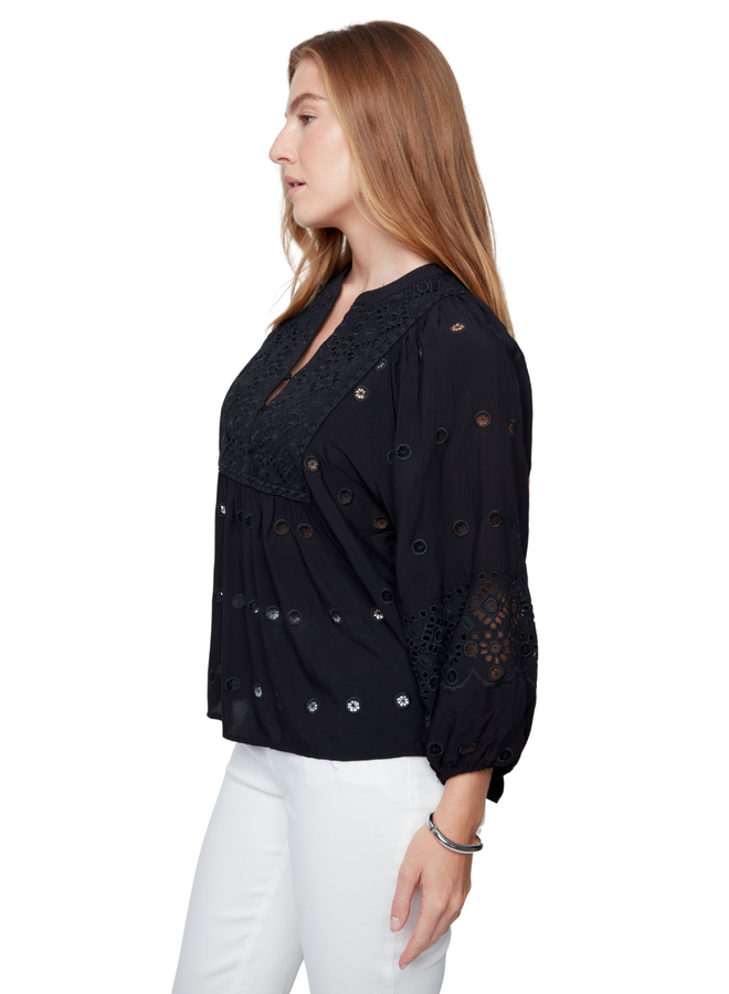 Renuar Eyelet Top in Black