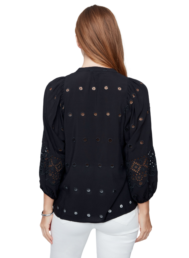 Renuar Eyelet Top in Black