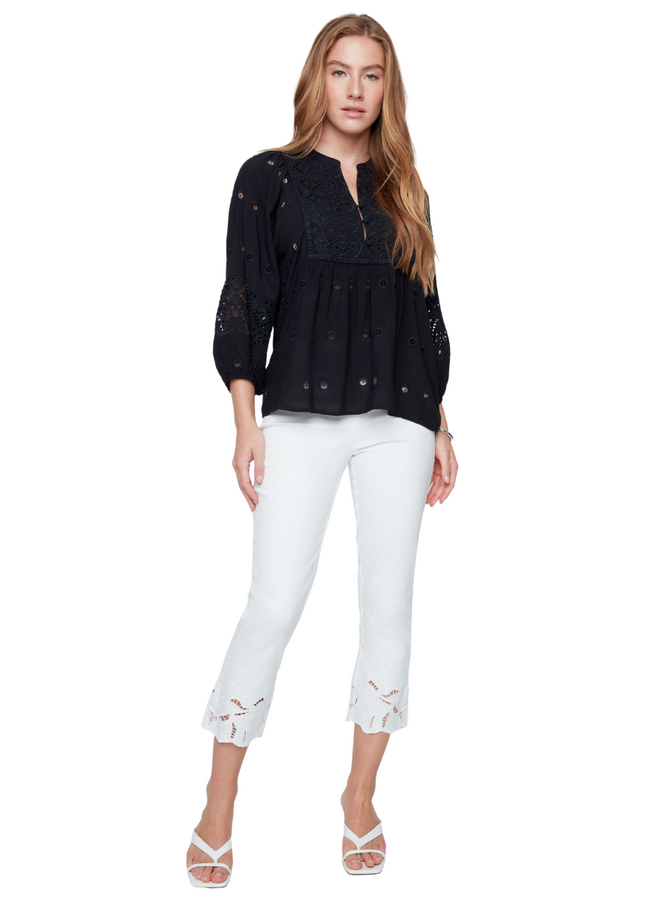 Renuar Eyelet Top in Black