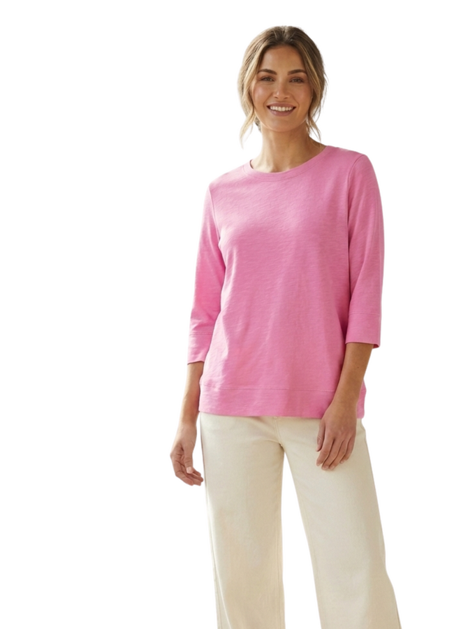 Renuar 3/4 Sleeve Comfort Tee in Rosebloom