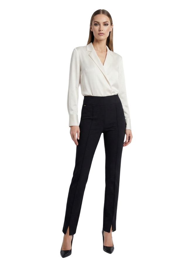 Renuar Pull-On Front Seam Pant in Black