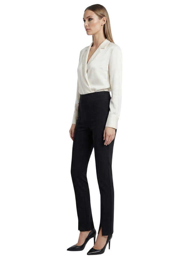 Renuar Pull-On Front Seam Pant in Black