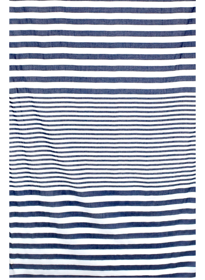 Cotton Stripe Scarf In Navy
