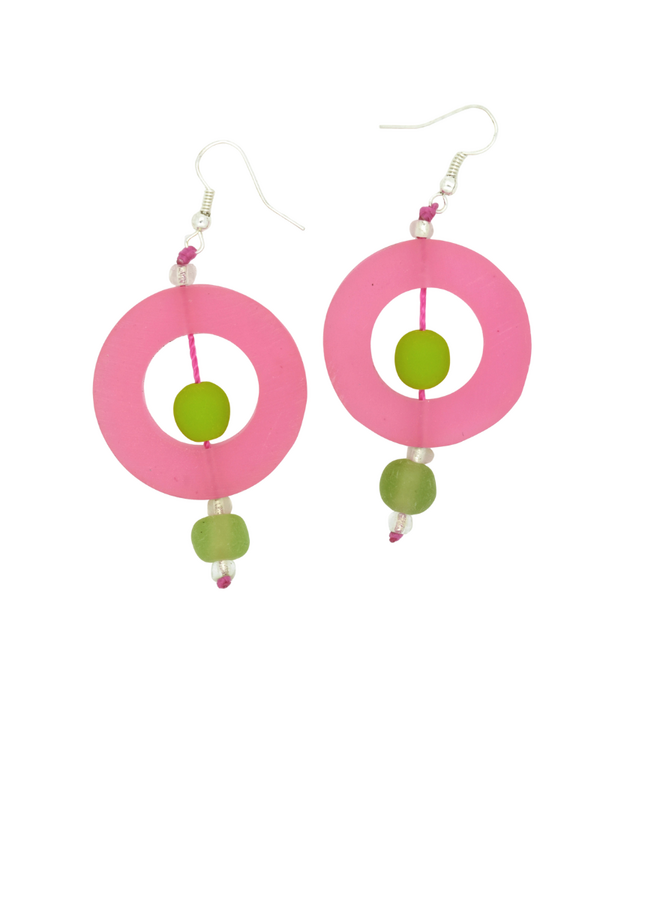 Pink & Green Resin Earrings
