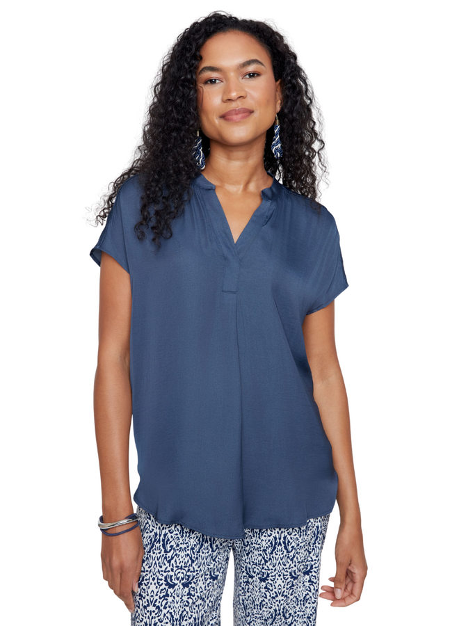 Renuar Essential Short Sleeve Top in Indigo