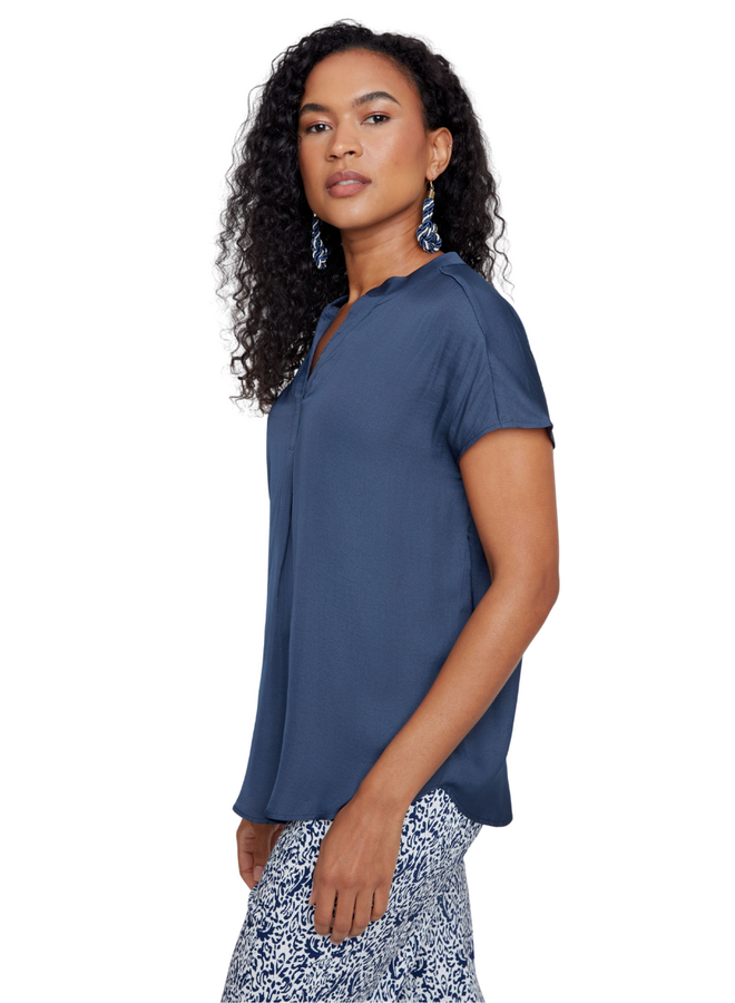 Renuar Essential Short Sleeve Top in Indigo