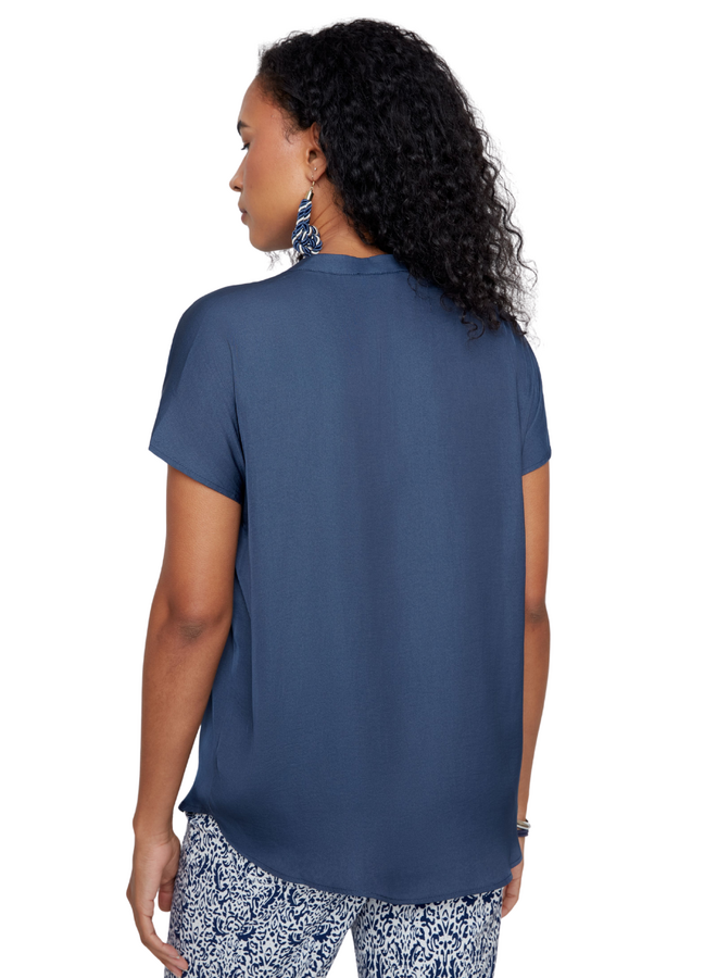 Renuar Essential Short Sleeve Top in Indigo