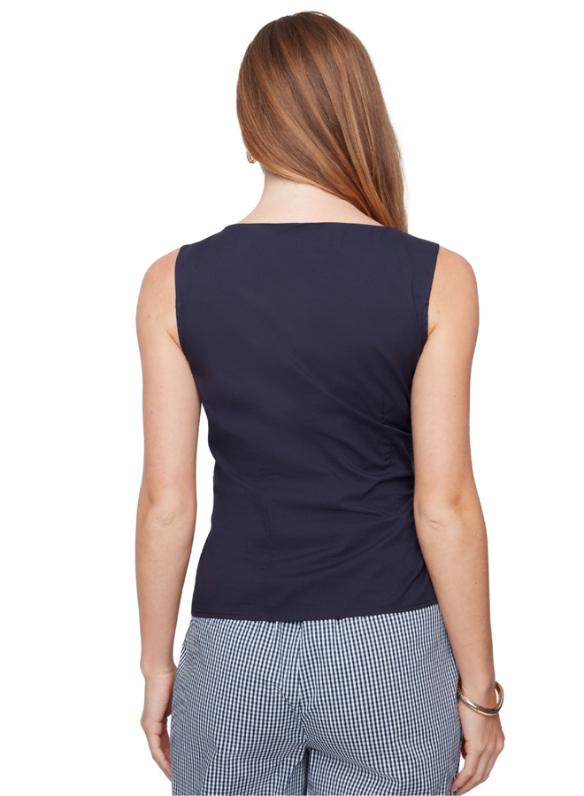 Renuar Crisp Cotton Sleeveless Tie Top in New Midnight