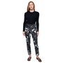 Renuar Slim Long Ankle Pant in Black Floral