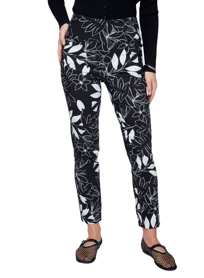 Renuar Comfort Pant in Black Floral