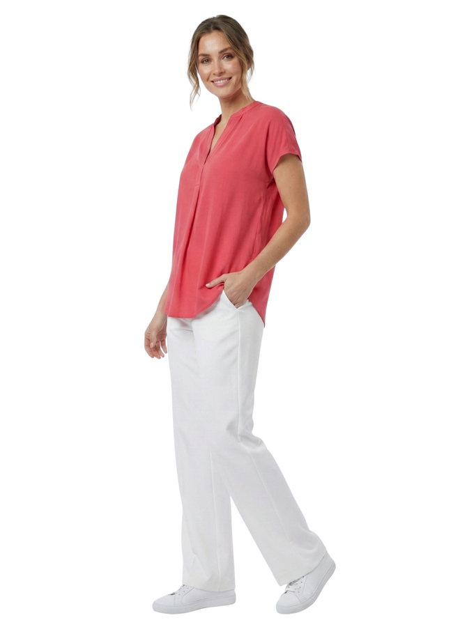 Renuar Essential Short Sleeve Top in Geranium