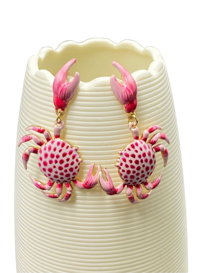 Pink Crab Earrings
