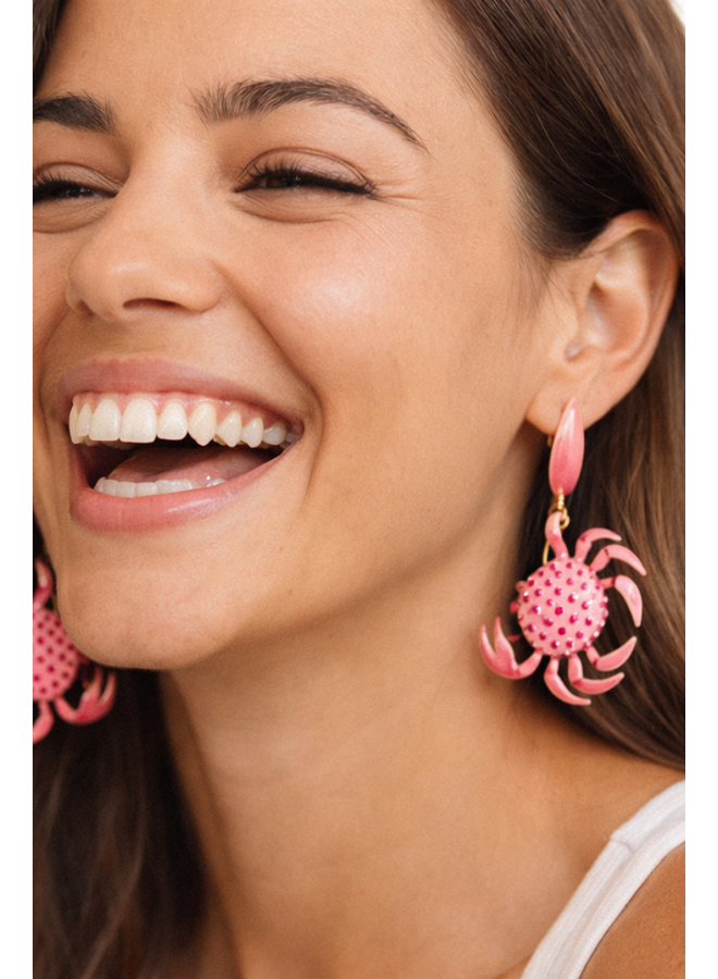 Pink Crab Earrings
