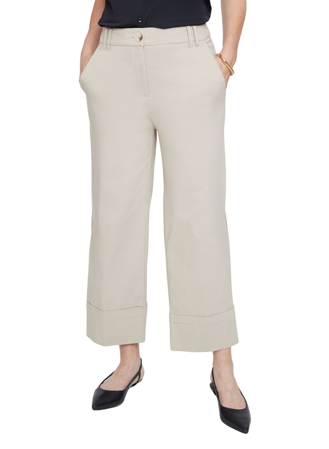 Renuar Lux Cuffed Crop Pant in Cashew