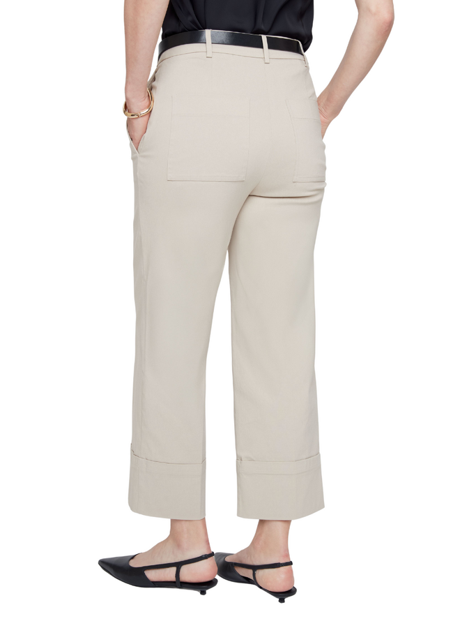 Renuar Lux Cuffed Crop Pant in Cashew