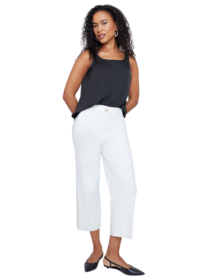 Renuar Lux Cuffed Crop Pant in White